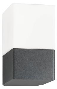 LCD Εξωτερικός φωτιστικός τοίχου Linus, γραφίτη, ανοξείδωτο ατσάλι, γυαλί Opal, E27, ρυθμιζόμενος, Μαύρο, Ανοξείδωτος χάλυβας, σύγχρονο