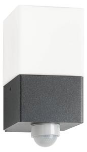 LCD Εξωτερικός φωτιστικός τοίχου Linus, γραφίτη, αισθητήρας, ανοξείδωτο ατσάλι,, Μαύρο, Ανοξείδωτος χάλυβας, σύγχρονο