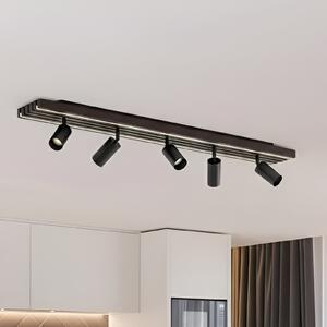 Lucande LED-Deckenstrahler Tiron, 5-flg., 100 cm, δρυς, ρυθμιζόμενος, Ξύλου, Σαλόνι / τραπεζαρία, Ξύλο, σύγχρονο