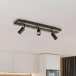 Lucande LED-Deckenstrahler Tiron, 3-flg., 70 cm, δρυς, ρυθμιζόμενος, Ξύλου, Σαλόνι / τραπεζαρία, Ξύλο, σύγχρονο