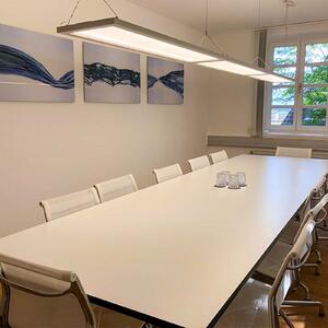 DOTLUX LED κρεμαστό φωτιστικό OFFICE λευκό 120 x 30 cm CCT 54 W αμυδρό, ρυθμιζόμενος, Λευκό, Μελέτη / Γραφείο, Αλουμίνιο, σύγχρονο