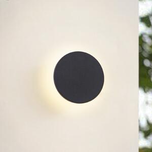 Arcchio LED εξωτερικός φωτισμός τοίχου Gravo, Ø 16 cm, μαύρος, IP65, ρυθμιζόμενος, Μαύρο, Μέταλλο, σύγχρονο