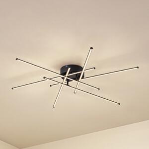 Lindby LED οροφής Elviano, Ø 80 cm, μαύρο, 3.000 K, Μαύρο, Σαλόνι / τραπεζαρία, Αλουμίνιο, σύγχρονο