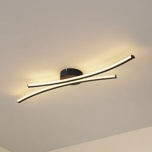 Lindby LED οροφής Ravion, 90 cm, μαύρο, 3.000 K, Μαύρο, Σαλόνι / τραπεζαρία, Αλουμίνιο, σύγχρονο