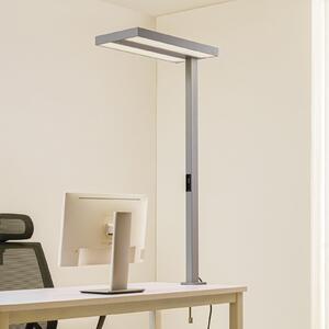 Arcchio LED-Büro-Klemmleuchte Logan, ασημί, ρυθμιζόμενη ένταση φωτισμού,, ρυθμιζόμενος, Γκρι, Μελέτη / Γραφείο, Αλουμίνιο, σύγχρονο