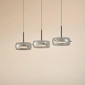 Lucande LED κρεμαστό φωτιστικό Martis, μαύρο, 3 φώτα, step-dim, ρυθμιζόμενος, Μαύρο, Σαλόνι / τραπεζαρία, Γυαλί, σύγχρονο