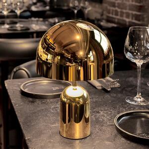 Tom Dixon Φορητή επιτραπέζια λάμπα BELL PORTABLE, χρυσή, 28 cm IP44, ρυθμιζόμενος, Χρυσό / Ορείχαλκου, Σαλόνι / τραπεζαρία, Πλαστικό, σχεδιασμός