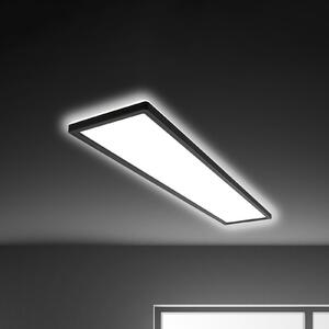 Briloner Φωτιστικό οροφής LED Tava, μαύρο, πλαστικό, 98cm, οπίσθιος φωτισμός, Μαύρο, Σαλόνι / τραπεζαρία, Πλαστικό, σύγχρονο