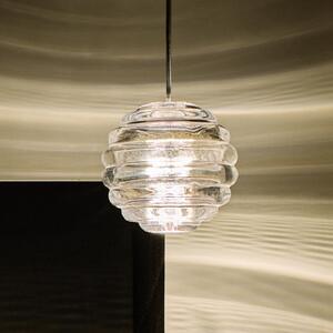 Tom Dixon LED κρεμαστή λάμπα Press Sphere, διαφανής, Ø 14 cm, 927, ρυθμιζόμενος, Διαφανές, Σαλόνι / τραπεζαρία, Γυαλί, σχεδιασμός