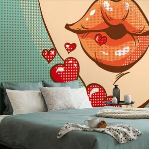 Αυτοκόλλητη ταπετσαρία pop art φιλί γεμάτο αγάπη