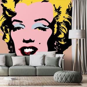 Αυτοκόλλητη ταπετσαρία pop art Marilyn Monroe σε καφέ φόντο