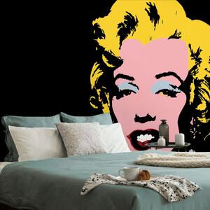 Αυτοκόλλητη ταπετσαρία pop art Marilyn Monroe σε μαύρο φόντο