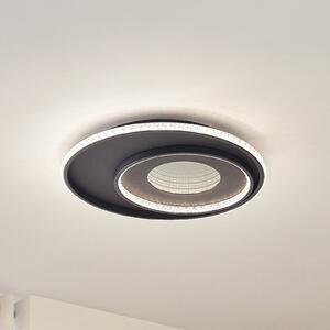 Lindby LED οροφής Inessa, Ø 51cm, μαύρο, CCT, ρυθμιζόμενο, ρυθμιζόμενος, Μαύρο, Σαλόνι / τραπεζαρία, Μέταλλο, σύγχρονο
