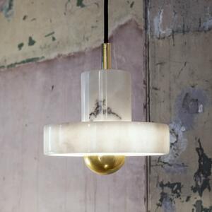 Tom Dixon LED κρεμαστό φωτιστικό Stone, λευκό, Ø 18 cm, μάρμαρο, ρυθμιζόμενος, Λευκό, Σαλόνι / τραπεζαρία, Μάρμαρο, σχεδιασμός