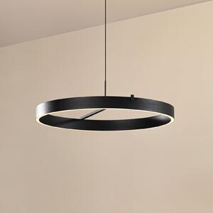 Lucande LED κρεμαστή λάμπα Rovan, Ø 60 cm, μαύρο, CCT, ρυθμιζόμενη ένταση, ρυθμιζόμενος, Μαύρο, Σαλόνι / τραπεζαρία, Μέταλλο, σύγχρονο
