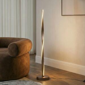 Lindby LED-Stehleuchte Jaren, μαύρο/καφέ, 114 cm, CCT, Καφέ / Σκουριάς, Σαλόνι / τραπεζαρία, Μέταλλο, σύγχρονο