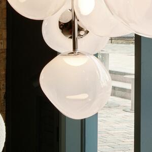 Tom Dixon Dixon, κρεμαστό φωτιστικό LED Melt, Ø 28 cm, οπαλίνα/ασημί, ρυθμιζόμενος, Λευκό, Σαλόνι / τραπεζαρία, Πλαστικό, σχεδιασμός