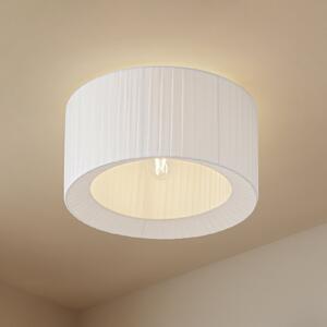 Lindby Φωτιστικό οροφής Virelle, λευκό, ύφασμα, Ø 40 cm, E27, ρυθμιζόμενος, Λευκό, υπνοδωμάτιο, Ύφασμα / Κλωστοϋφαντουργία