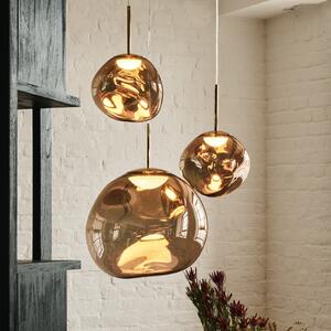 Tom Dixon Κρεμαστό φωτιστικό Melt, Ø 28 cm, χάλκινο χρώμα, υποδοχή, ρυθμιζόμενος, Μπρούτζινο / Αντικέ ορείχαλκου, Σαλόνι / τραπεζαρία, Πλαστικό, σχεδιασμός
