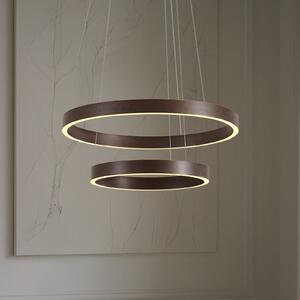 Lucande LED κρεμαστό φωτιστικό Yonam, Ø 60 cm, 2 φώτα, καφέ, CCT, ρυθμιζόμενος, Καφέ / Σκουριάς, Σαλόνι / τραπεζαρία, Μέταλλο, σύγχρονο
