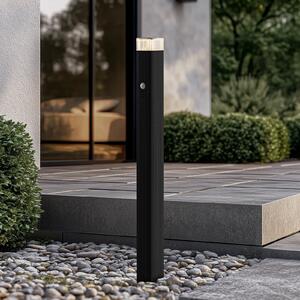 Lindby Φωτιστικό διαδρόμου Halvar, 80 cm, μαύρο, IP65, GU10, αισθητήρας, ρυθμιζόμενος, Μαύρο, Μέταλλο, σύγχρονο