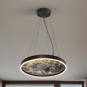Schuller Valencia Stone LED κρεμαστό φωτιστικό, Ø 60 cm, CCT, μαύρο, μέταλλο, ακρυλικό, Μαύρο, Σαλόνι / τραπεζαρία, Μέταλλο, σύγχρονο