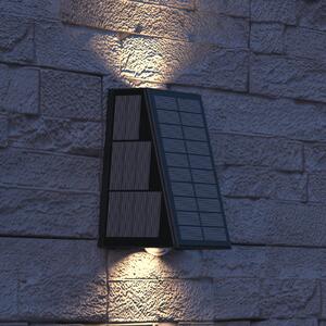 Calex Solar-LED-Außenwandleuchte Matera, up/down, μαύρο, Μαύρο, Πλαστικό, σύγχρονο, Γωνιακός τοίχος