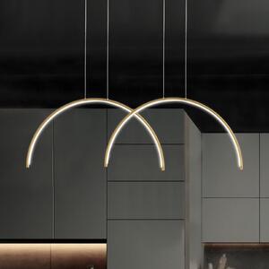 Viokef LED κρεμαστή λάμπα Megan, μήκος 95 cm, χρυσό χρώμα, 2 φώτα., Χρυσό / Ορείχαλκου, Σαλόνι / τραπεζαρία, Αλουμίνιο, σύγχρονο