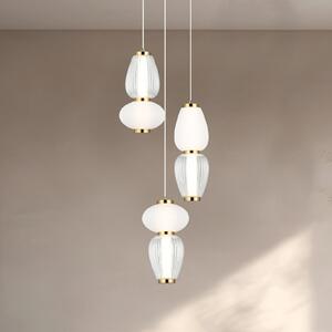 Viokef LED κρεμαστή λάμπα Shiny, Ø 60 cm, διαφανές/λευκό, γυαλί, Διαφανές, Σαλόνι / τραπεζαρία, Γυαλί, σύγχρονο