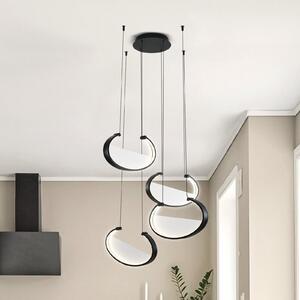 Viokef LED κρεμαστή λάμπα Adele, Ø 75 cm, μαύρο, μέταλλο, 4 φτερά., Μαύρο, Σαλόνι / τραπεζαρία, Αλουμίνιο, σύγχρονο