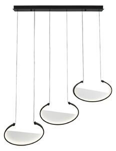 Viokef LED κρεμαστή λάμπα Adele, μήκος 117 cm, μαύρο, μέταλλο, 3 φτερά., Μαύρο, Σαλόνι / τραπεζαρία, Αλουμίνιο, σύγχρονο
