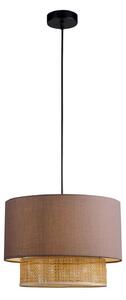 Viokef Κρεμαστή λάμπα Rika, Ø 34 cm, γκρι/φυσικό χρώμα, ύφασμα/ρατάν, ρυθμιζόμενος, Γκρι, Σαλόνι / τραπεζαρία, Ύφασμα / Κλωστοϋφαντουργία
