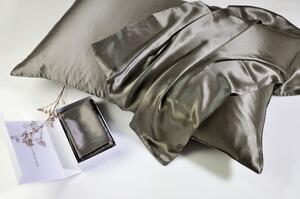 Μεταξωτή Μαξιλαροθήκη Με Φερμουάρ (50x76) Down Town Mulberry Silk Dark Grey
