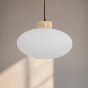 Lamkur Κρεμαστό φωτιστικό Harmony, Ø 25 cm, λευκό/ξυλό, γυαλί/ξύλο, ρυθμιζόμενος, Λευκό, Σαλόνι / τραπεζαρία, Γυαλί, Σκανδιναβικό
