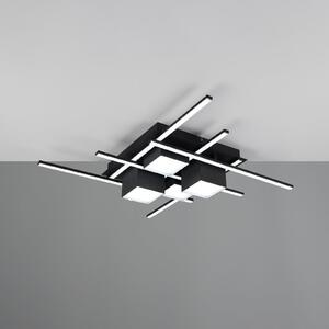 Trio Lighting LED φωτιστικό οροφής Roger, μαύρο ματ, μέταλλο, CCT, τηλεχειριστήριο., ρυθμιζόμενος, Μαύρο, Σαλόνι / τραπεζαρία, Μέταλλο, σύγχρονο