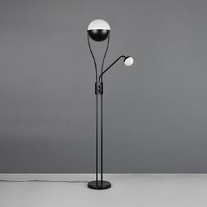 Trio Lighting Λάμπα δαπέδου LED Chris, μαύρη, μέταλλο, λάμπα ανάγνωσης, ρυθμιστής έντασης, ρυθμιζόμενος, Μαύρο, Σαλόνι / τραπεζαρία, Μέταλλο, σύγχρονο
