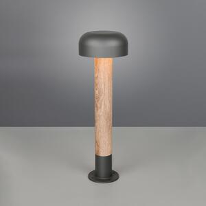 Trio Lighting Φωτιστικό διαδρόμου Fraser, γκρι/εμφάνιση ξύλου, αλουμίνιο, IP54, ύψος 84,5 cm, ρυθμιζόμενος, Ξύλου, Αλουμίνιο