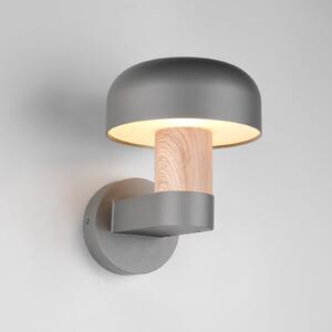 Trio Lighting Εξωτερικός φωτιστικός τοίχου Fraser, γκρι/εμφάνιση ξύλου, αλουμίνιο, IP54, E27, ρυθμιζόμενος, Ξύλου, Αλουμίνιο