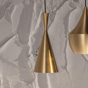 Tom Dixon LED κρεμαστό φωτιστικό Beat Tall, χρώμα ορείχαλκου, Ø 19 cm, ρυθμιζόμενος, Χρυσό / Ορείχαλκου, Σαλόνι / τραπεζαρία, Ορείχαλκος, σχεδιασμός
