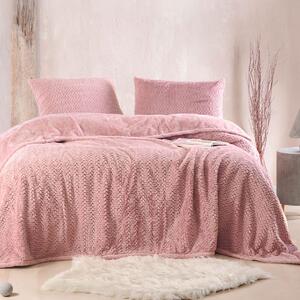 Κουβέρτα Fleece Υπέρδιπλη Με Γουνάκι (220x240) + Διακοσμητικές Μαξιλαροθήκες (Σετ) Rythmos Bliss Ροζ