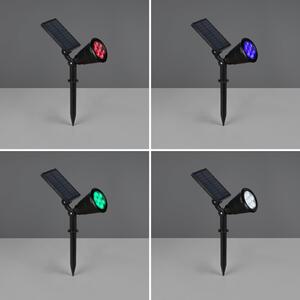 Reality Leuchten LED ηλιακός προβολέας Festival, μαύρο ματ, RGB, αισθητήρας, Μαύρο, Πλαστικό