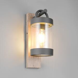 Trio Lighting Εξωτερικός φωτιστικός Sambesi, εμφάνιση ξύλου, αισθητήρας σούρουπο, αλουμίνιο, Ξύλου, Αλουμίνιο, σύγχρονο, Φανάρι