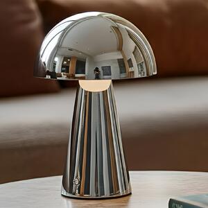 Lindby LED φορητή λάμπα Nevijo, χρώμιο, Ø20cm, USB, ρυθμιστής έντασης φωτισμού, ρυθμιζόμενος, Μεταλλικό, Σαλόνι / τραπεζαρία, Μέταλλο, σύγχρονο