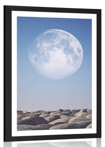 Αφίσα στοιβαγμένοι λίθοι στο φως του φεγγαριού