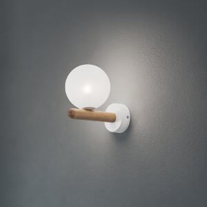 TK Lighting Φωτιστικό τοίχου Estera, λευκό/χρώμα ξύλου, γυαλί, G9, ρυθμιζόμενος, Λευκό, Σαλόνι / τραπεζαρία, Γυαλί, σύγχρονο