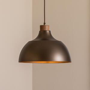 Envostar Κρεμαστό φωτιστικό Kaitt, καφέ, Ø 34 cm, ξύλινη λεπτομέρεια, ρυθμιζόμενος, Καφέ / Σκουριάς, Σαλόνι / τραπεζαρία, Μέταλλο, Σκανδιναβικό
