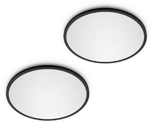 Philips LED SuperSlim σετ 2 τεμαχίων μαύρο IP44 Ø 25cm 2.700K, ρυθμιζόμενος, Μαύρο, Μελέτη / Γραφείο, Πλαστικό, σύγχρονο