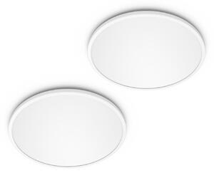 Philips LED SuperSlim σετ 2 τεμαχίων λευκό IP44 Ø 30cm 2.700K, ρυθμιζόμενος, Λευκό, Μελέτη / Γραφείο, Πλαστικό, σύγχρονο