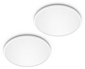 Philips LED SuperSlim σετ 2 τεμαχίων λευκό IP44 Ø 25cm 2.700K, ρυθμιζόμενος, Λευκό, Μελέτη / Γραφείο, Πλαστικό, σύγχρονο