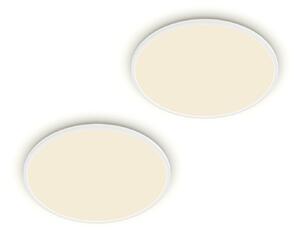 Philips LED φωτιστικό οροφής SuperSlim σετ 2 τεμαχίων IP44 Ø 25cm 4.000K, ρυθμιζόμενος, Λευκό, Μελέτη / Γραφείο, Πλαστικό, σύγχρονο